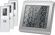 Digital Wirel ndoor/Thermometer Hygrometer Four-Channel ℃/℉ Temperature Humidity Meter with 3 Transmitter Comfort