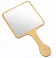 Jasefa Handheld Mirror ,Natural Bamboo Hand with Large, Natural