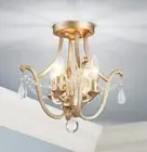 CL032 Crystal Ceiling Light Fixture Semi Flush Mount Ceiling Light E12 Base 4...