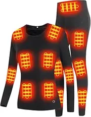 [IMYOGI] Cozy Heated Underwears Set, 16 Areas USB Electric Thermal Base Layer Women Heating Shirt and Pant for Outdoor Sport