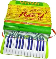 24-Key 12-bass Accordion ABS with Buckle Musical Instrument for Beginners Lightweight Button Accordion Hand-Eye Coordination Stage Performance Green