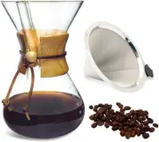 Subjectthree Pour over Coffeemaker with Filter Classic Set 10 Cup Paperless Glas