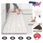 Cushioned Non-Slip Kitchen Rugs in Geometric Design - Waterproof Comfort Mat Set