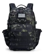 Military Travel Backpack for Men 40L Tactical Work Backpack Molle Black Cp