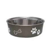 Stainless Steel & Espresso Dish with Rubber Base Medium