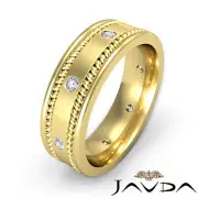 Mens Diamond Ring Eternity Wedding Flat Braided Band 14k Yellow Gold 0.2Ctw.