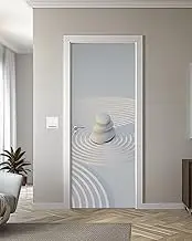 FLFK Door Sticker - Zen Garden Peel and Stick Door Mural Wall Decals, Removable Self-Adhesive Door Wallpaper for Home Decor, Combined Size 32" W x 80" L, Split into 2 Pieces