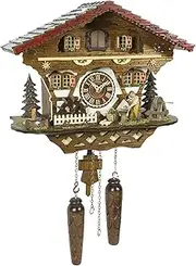 Trenkle Quartz Cuckoo Clock Black Forest House with Moving wblacksmith and Mill Wheel, with Music TU 4221 QM HZZG