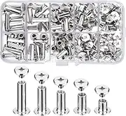 160pcs NUZAMAS Rivet Set M5x6-M5x18 Screws Assorted Kit Metal Round Cross Head Stud Screw Post Nail Rivet Button for DIY Leather Bag Decoration Bookbinding Album (80 Sets)