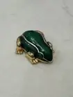 Estee Lauder Vintage Green Enamel Gold Frog Compact Box Solid Perfume 2"