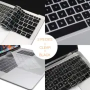 Dust-Proof Silicone Keyboard Cover For Macbook Air A1932 Touch ID Black+Clear