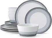 [Noritake] Colorscapes Layers Ash 12-Piece Coupe Dinnerware Set, Service for 4