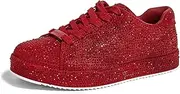 [LUCKY STEP] Platform Rhinestone Fashion Glitter Sneakers | Sparkly Bling Bedazzled Wedding Bridal Shiny Shoes for Women