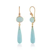 Allara Earrings in Sterling Silver with Aqua Chalcedony - Shiny Finish - Elegant Jewellery in Australia