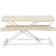 VIVO Light Wood Standing 32" Desktop Monitor Riser, White Frame