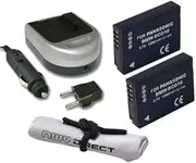 Panasonic Lumix DMC-ZR1A High Capacity ID Secured Batteries (2 Units) + AC/DC Travel Charger + Nwv Direct Microfiber Cleaning Cloth.