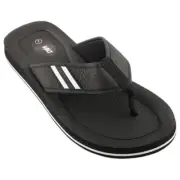 Mens Lightning Bolt Wilson Thongs Sandals Shoes Flip Flops Black/White