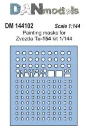 Dan Models 144102 - 1/144 Painting Masks for Model Zvezda Tu-154 Kit Scale