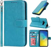 Cavor for Samsung Galaxy S10e Wallet Case for Women Flip Folio Kickstand PU Leather Case with Card Holder Wristlet Hand Strap Stand Protective Cover for Galaxy S10e 5.8'' Phone Cases-Sky Blue