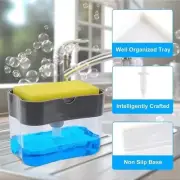 2 in 1 Liquid Soap Pump ABS Dispenser Sponge holder Container Manual Press Soap