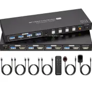Dual Monitor HDMI & DP KVM Switch 4 Computers 2 Monitors 8k@60Hz 4k@120Hz 4 Port
