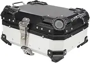 28L Motorcycle Rear Box Aluminium Alloy Tail Box Carrier Tool Case Trunk Luggage Case with Bracket Base Plate(White)