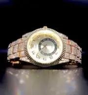 Iced Hip Hop Lab Diamond Rapper's Gold plated Urban Style Metal Bling Watch