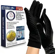 Doctor Developed Copper Compression Arthritis Gloves (full-length) - BONUS: FREE Dr. Arthritis Handbook- Relieve Arthritis Symptoms, Reduce Inflammation & Enhance Circulation & Recovery (L)