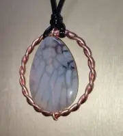 Tensor Ring 1/4 Empowerment Cubit Pendant Gray Agate Stone Carb Chakra Gemstone