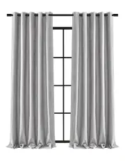 [Cadence & Co.] Byron Matte Velvet Eyelet Curtains 2 Pack in Silver