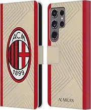 Head Case Designs Officially Licensed AC Milan Away 2021/22 Crest Kit Leather Book Wallet Case Cover Compatible with Samsung Galaxy S24 Ultra 5G