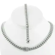 8mm Miami Cuban Link Bracelet & Chain Set ANTI-TARNISH Solid Stainless Steel
