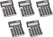 Amazon Basics LCD 8-Digit Desktop Calculator, Silver - 5 Pack