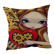 Heart Lovley Girl a Clockwork Valentine Cushion Cover