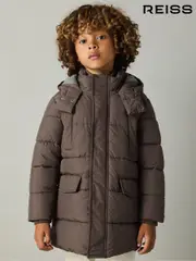 Reiss Chocolate Brown Carston 9-13 yrs Patch-Pocket Quilted Puffer Jacket (E54503) | $165