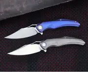 8'' New Fast Opening M390 Blade Handle Full TITANIUM Camping Pocket Knife VTF23