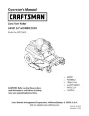 Owners Manual Sears Craftsman 24.0 HP Zero Turn Riding Mower -Model 247.250610