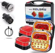 Wireless Tail Lights for Trailer, Magnetic Wireless Tail Lights for Trailer, Rechargeable 24V LED Tow Light With 100ft Range,Ip67 Waterproof for Trucks, Campers, Boats, Rvs (2 Sets)