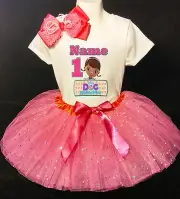 Doc McSTUFFINS *With NAME* 1st first 1 Birthday fuchsia Tutu dress Fast Shipping