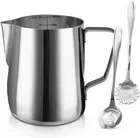 Milk Frothing Pitcher Cup, 12Oz/350Ml Milk Frother Cup Stainless Steel Steami...