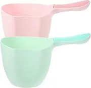 Healvian Shower Drain Hair Catcher Spoons 2pcs Plastic Water Ladle Water Soup Ladle Bath Ladle Scoop Dippers Shower Bucket Hair Washing Water Scoop Bathroom Water Cup for Pink Green
