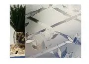 Clear Bamboo Flowers Cut Glass Static Cling Window Film, 35" Wide x 10 ft