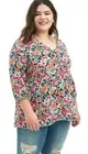 BNWT Torrid Plus Size 3 (22/24) Black Floral Crinkle Gauze Hi-Low Tunic $49.50