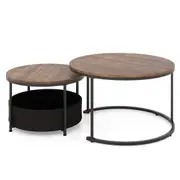 Giantex Set of 2 Round Coffee Table Dining Table Sofa Side Table Brown