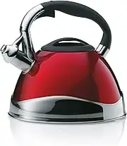 Kela 11658 Kettle with Whistle, Stainless Steel 18|10, Red, 22 x 22 x 21.5 cm