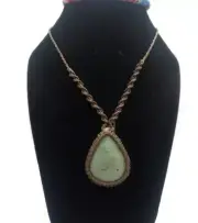 Unisex Necklace Woven in Macrame Thread Carved in Soap Stone