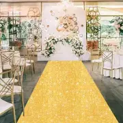 Gold Wedding Aisle Runner 4FTx15FT Sequin Aisle Runner for Glitter Wedding Ru...