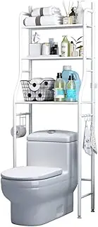 MTSDM 3-Tier Over-The-Toilet Storage and Washing Machine Shelf, Bathroom Toilet Over Space Saver Rack, Washing Machine Basin Floor Storage Rack Cabinet Heavy Duty for Bathroom Balcony (White)