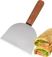 BBQ Scraper, Grill Scraper for Griddle, Stainless Steel Fried Fish Scoop, Kitchen Grill Scraper Slant Cut with Wooden Handle for Cooking Grill Picnic Outdoor