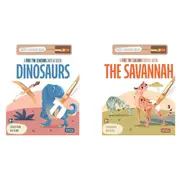2pc Sassi Free the Colours Paint Brush Book - The Savannah and Dinosaurs Set 3y+